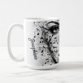 Customized Music Sheet Face Art Black White Artist Kaffeetasse
