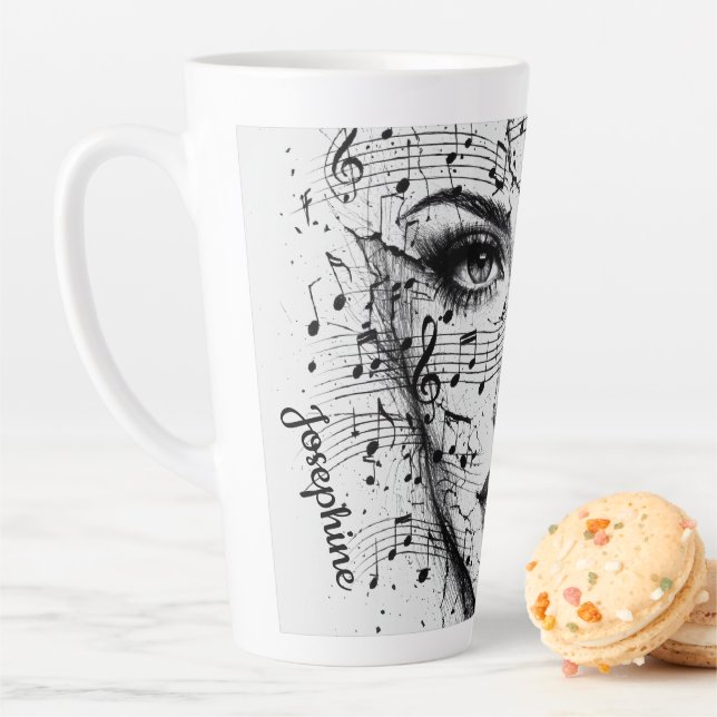 Customized Music Sheet Face Art Black White Artist Milchtasse (Beispiel)