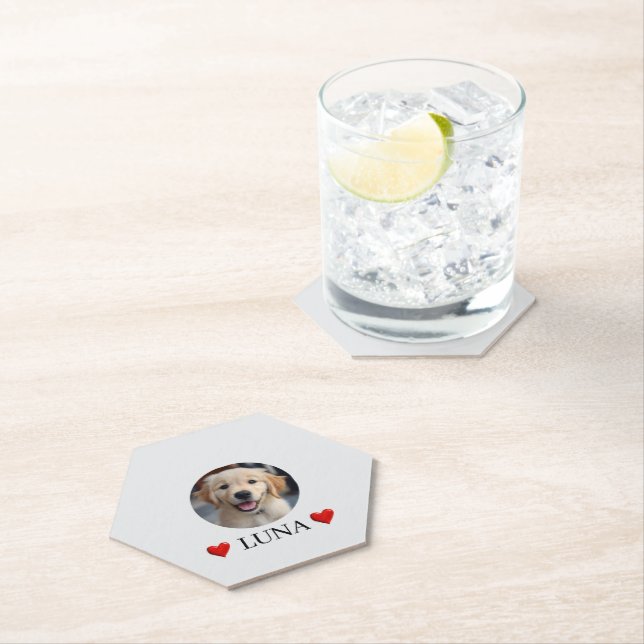 Customized My Dog with Photo & Name Paper Coaster Untersetzer (Vor Ort)