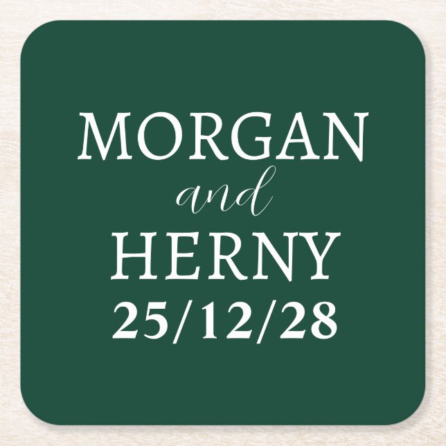 CUSTOMIZED NAME STYLISH MODERN MINIMAL WEDDING RECHTECKIGER PAPPUNTERSETZER (Vorderseite)