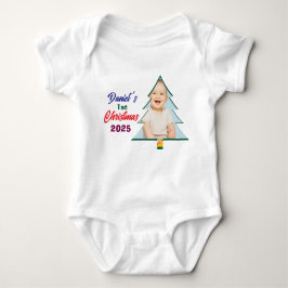Customized Photo Daniel's 1st Christmas Tree  Baby Strampler