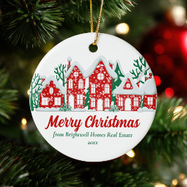 Customized Real Estate Company Merry Christmas Keramik Ornament