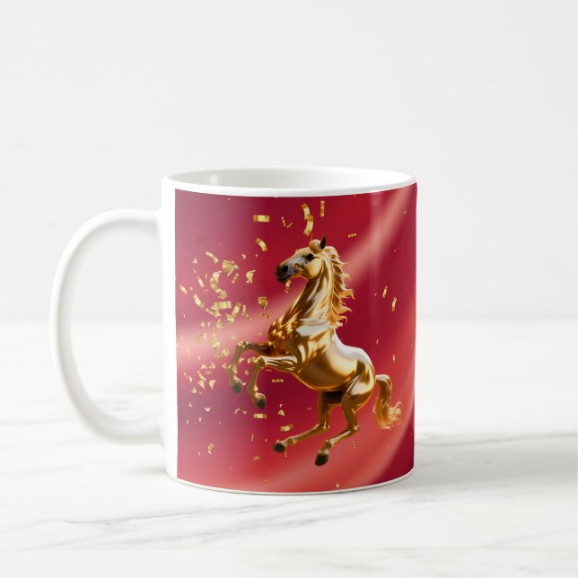 Customized Red & Gold Festive Chinese New Year  Kaffeetasse (Links)