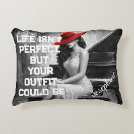 Customized Red Hat Piano Glam Fashion Quote Chic  Dekokissen