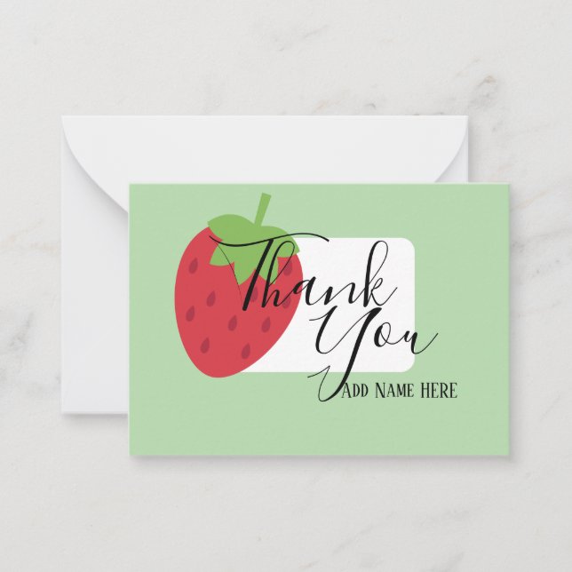 Customized Strawberry Romantic Thank You Card Mitteilungskarte (Vorderseite)