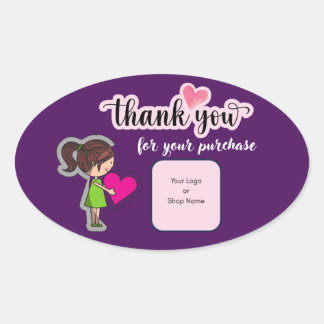Customized Thank You Card for Your Purchase Labels Ovaler Aufkleber