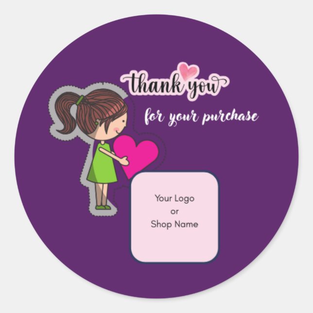 Customized Thank You Card for Your Purchase Labels Runder Aufkleber (Vorderseite)