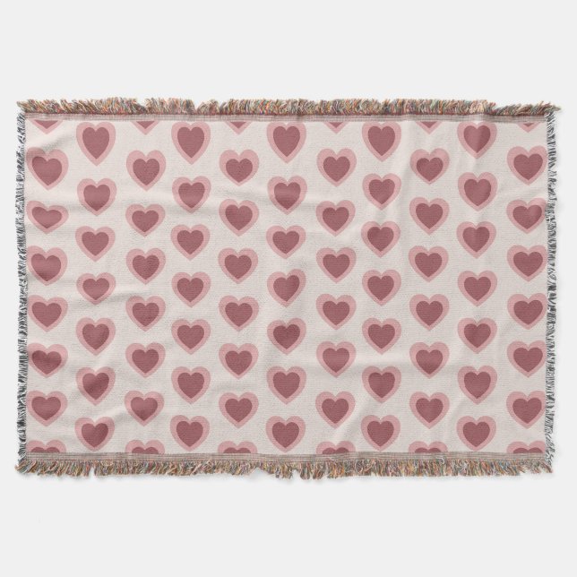 Customized Y2K Heart in Bordeaux Pink Retro Decke (Vorderseite)