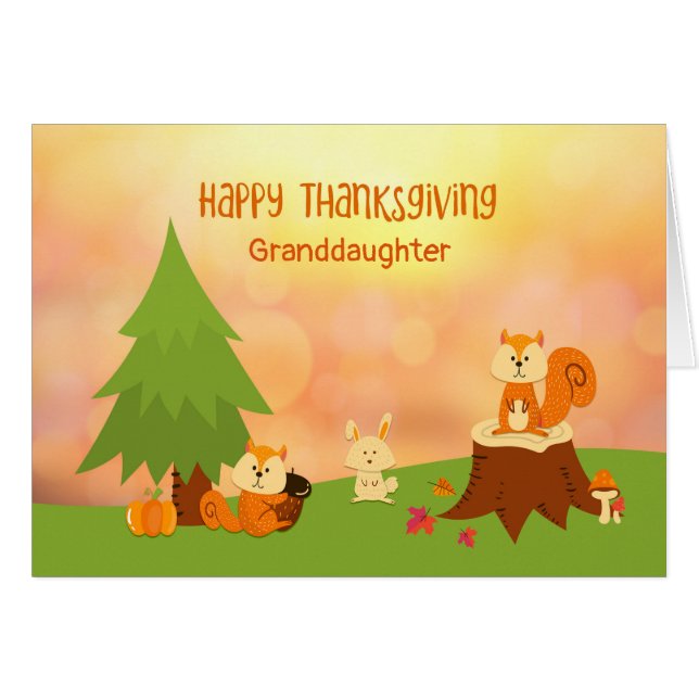 CustomizeThanksgiving Waldtier-Karte (Vorderseite (Horizontal))