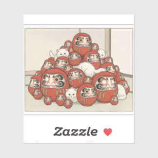 CUSTOMJapanese Tale of Genji Heian Cat Art - Ukiyo Aufkleber