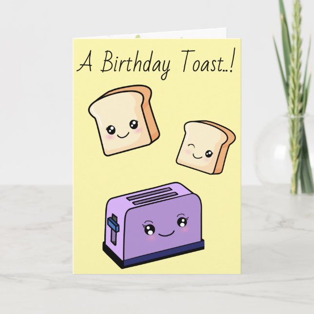 CustomText/ Birthday Kawaii Food Toast Niedlich He Karte (Vorderseite)