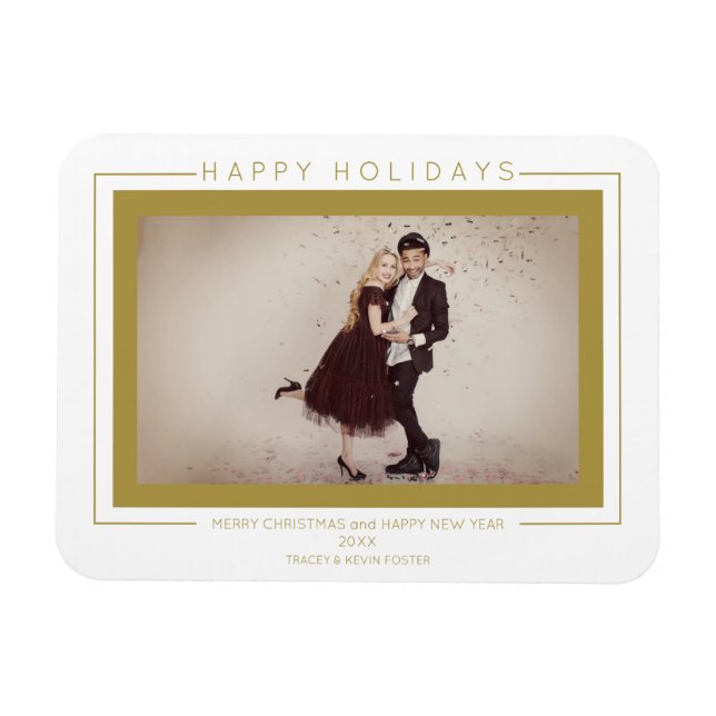 Custon Foto Christmas Chic Simple Typografie Magnet (Horizontal)