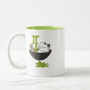 Cut Cat Matcha-Tasse Zweifarbige Tasse