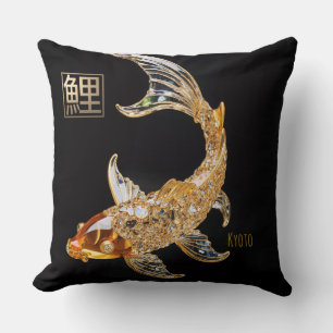 Cut Crystal Gold Glass Koi Fish Throw Kissen