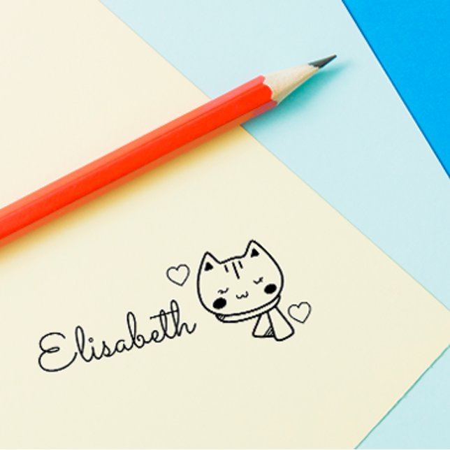 Cut Doodle Kitty Cat Individuelle Name Personalisi Permastempel (Von Creator hochgeladen)
