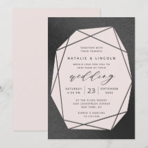 Cut Gemstone Blush Pink & Black Foil Hochzeit