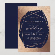 Cut Gemstone Navy Blue & Copper Foil Hochzeit