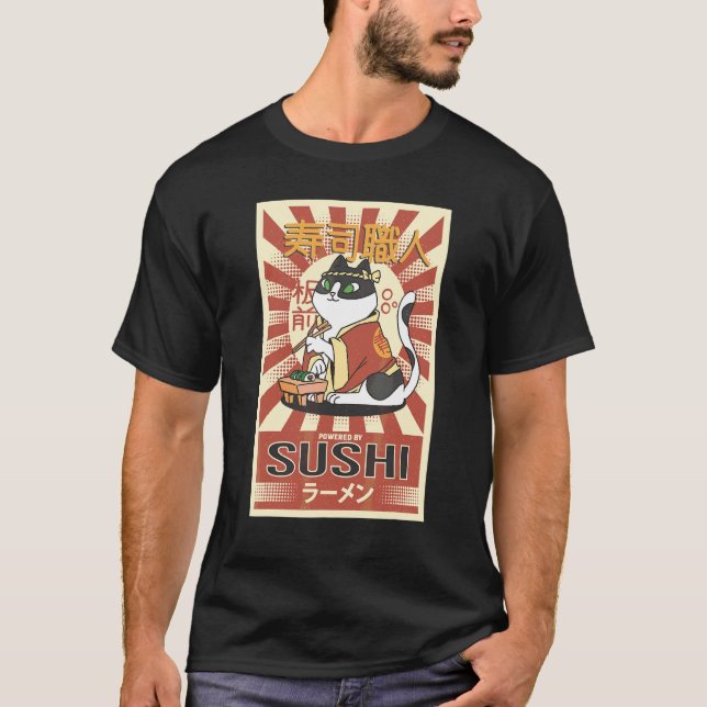 Cut Neko Sushi Katze T-Shirt (Vorderseite)