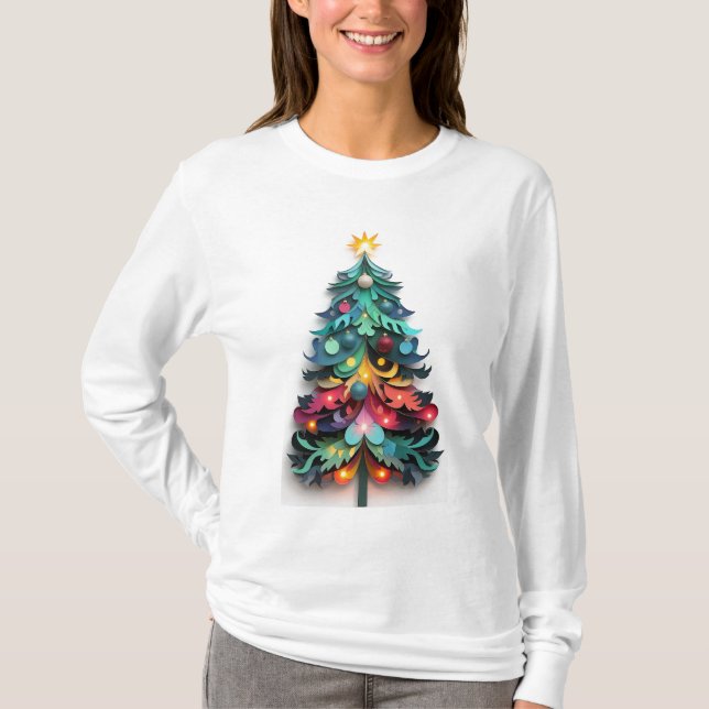 Cut paper Christmas tree T-Shirt (Vorderseite)