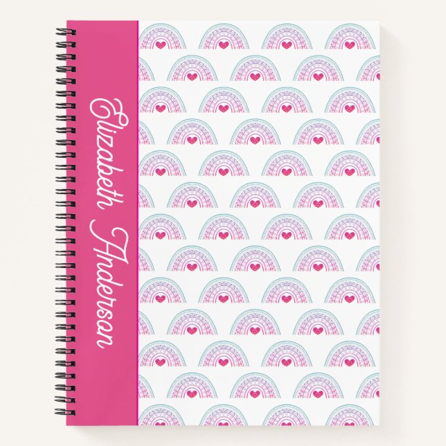 Cut Pink Boho Rainbow Girl Notizbuch (Vorderseite)