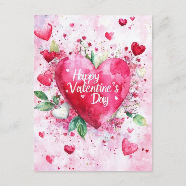 Cut rosa Herz Valentins Gruß Postkarte (Vorderseite)