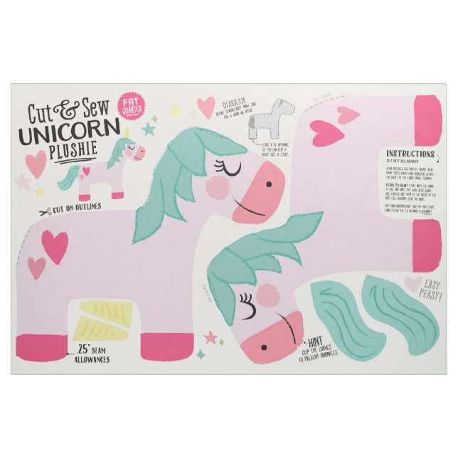 Cut & Sew Einhornstoff - Fun DIY Plush Stoff (Fat Quarter (45,7 x 55,9 cm))