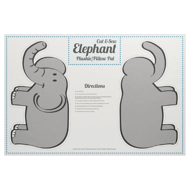 Cut & Sew Elephant Plushie - Pillow Pal Stoff (Fat Quarter (45,7 x 55,9 cm))