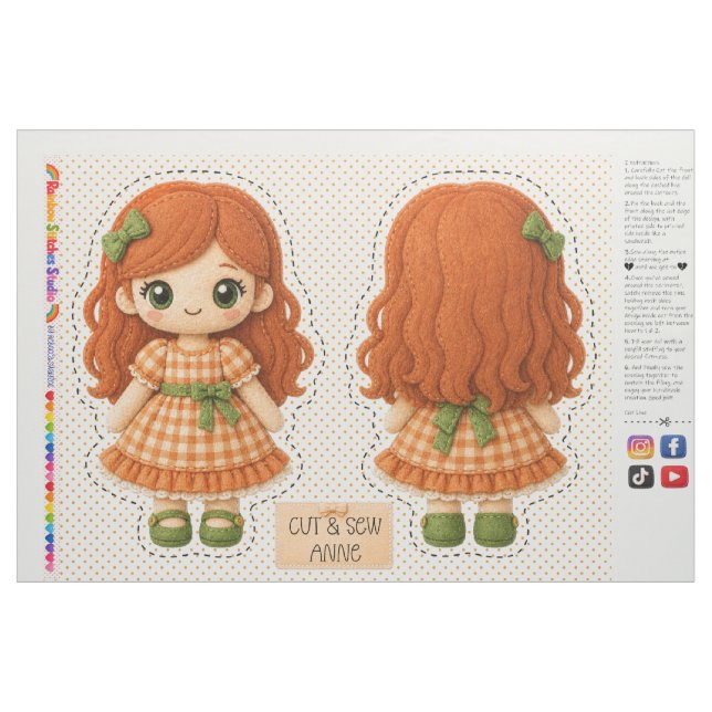 Cut & Sew Plüsch - Anfänger-Kinder-Nähprojekt Stoff (Fat Quarter (45,7 x 55,9 cm))