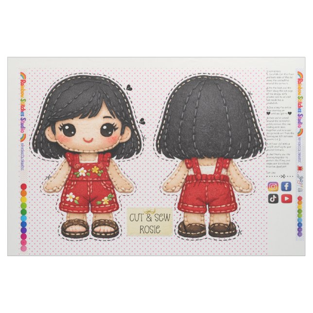 Cut & Sew Plüschfiguren Kinder Nähen für Anfänger Stoff (Fat Quarter (45,7 x 55,9 cm))