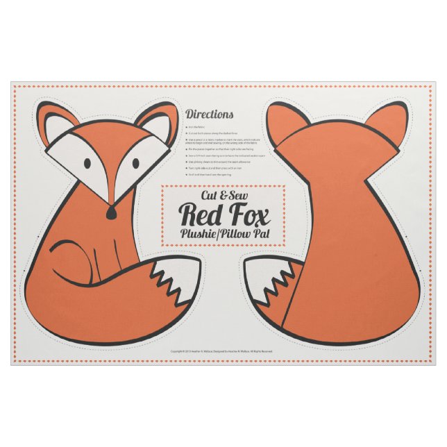 Cut & Sew Red Fox Plushie - Pillow Pal Stoff (Fat Quarter (45,7 x 55,9 cm))