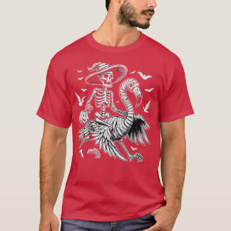 Cut Spooky Flamingo Skeleton Halloween T-Shirt