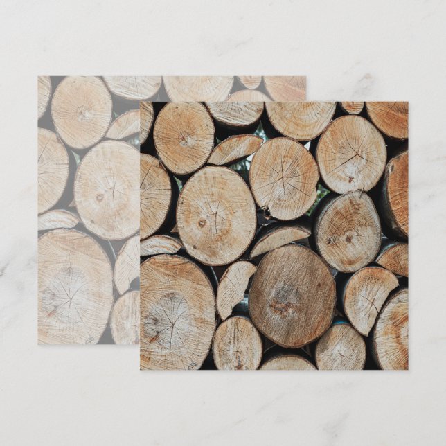 Cut Tree Branch Logs Stacked Pattern Photograph  Karte (Vorne/Hinten)