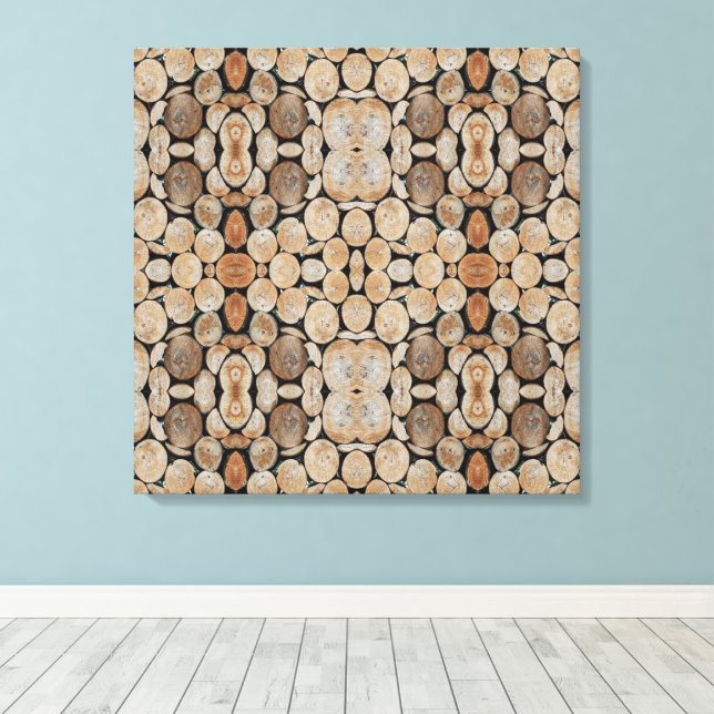 Cut Tree Branch Logs Stacked Pattern Photograph Leinwanddruck (Insitu (Holzboden))