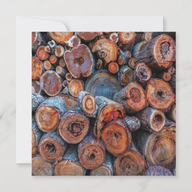 Cut Tree Logs Stacked Together Pattern Photograph Karte (Vorderseite)