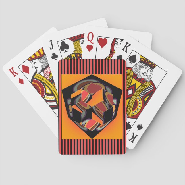 Cutaway Cube Red Black Strips Spielkarten (Rückseite)