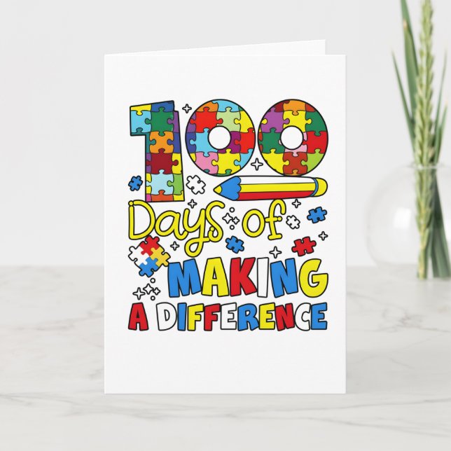 Cute 100 Days Making A Difference Puzzle Inclusion Karte (Vorderseite)