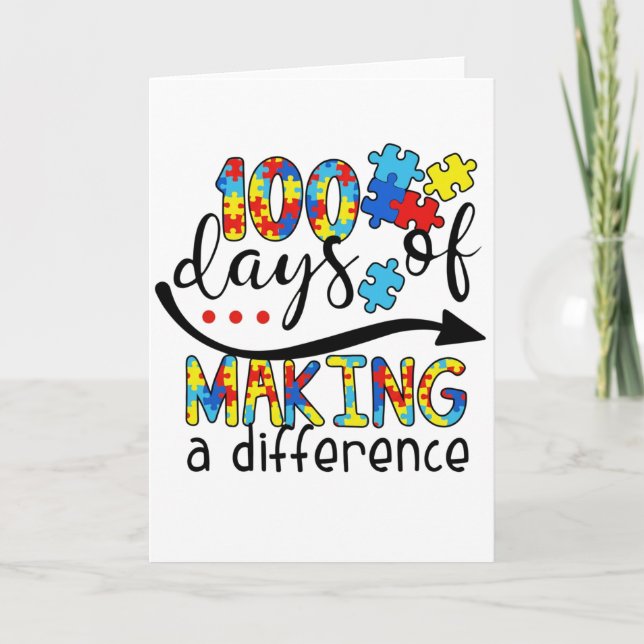Cute 100 Days Making A Difference Puzzle Inclusion Karte (Vorderseite)