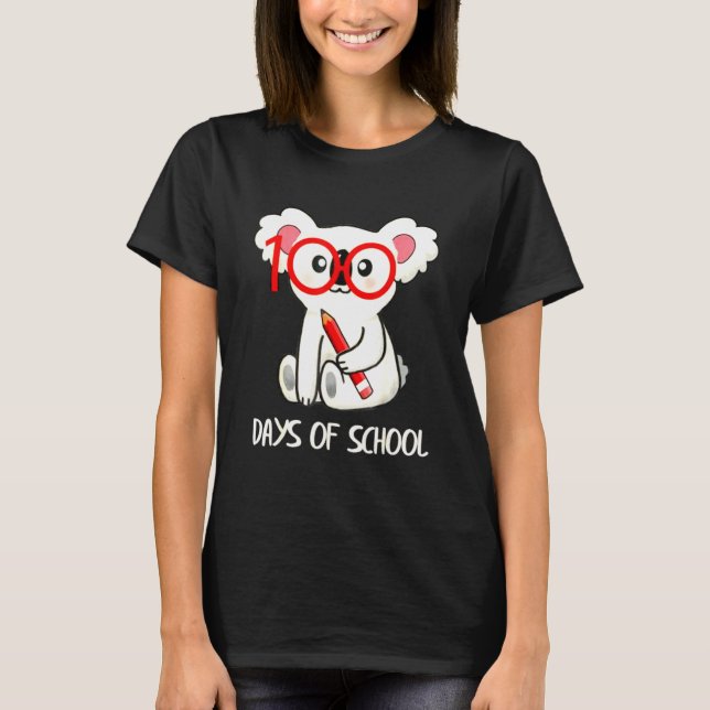 Cute 100 Days Of School Koala Animal Student Teach T-Shirt (Vorderseite)