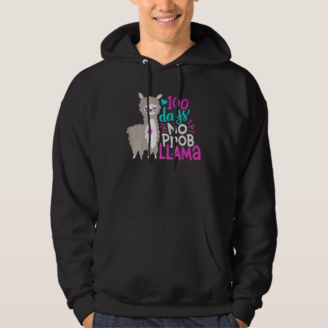 Cute 100 Days of School No Probllama Llama 100th d Hoodie (Vorderseite)