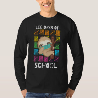 Cute 100 Days Of School Sloth Face Mask Virtual Te T-Shirt