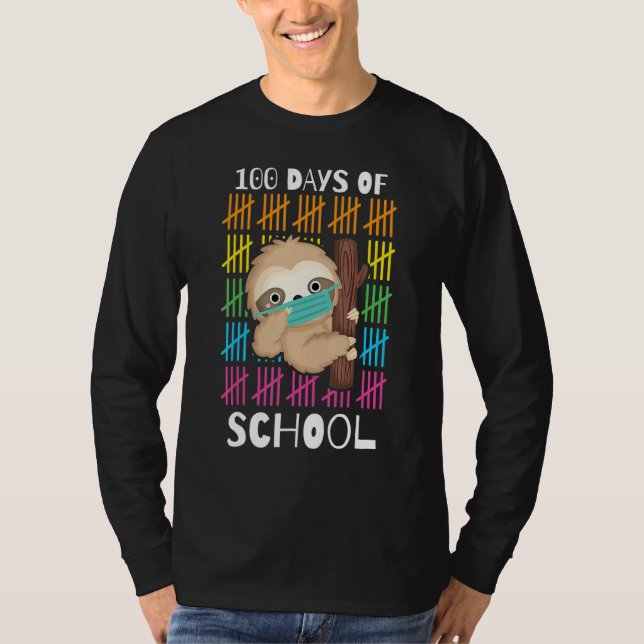 Cute 100 Days Of School Sloth Face Mask Virtual Te T-Shirt (Vorderseite)