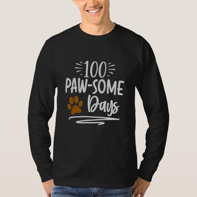 Cute 100 Paw-some Days 100th Day Of School Teacher T-Shirt (Vorderseite)