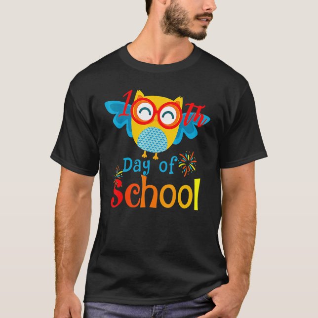 Cute 100th Day Of School Owl Lover 100 Days Teache T-Shirt (Vorderseite)