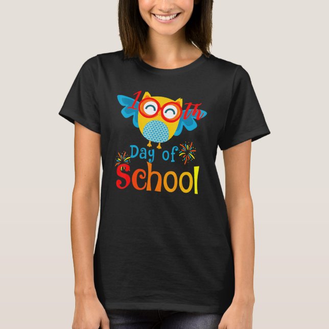 Cute 100th Day Of School Owl Lover 100 Days Teache T-Shirt (Vorderseite)