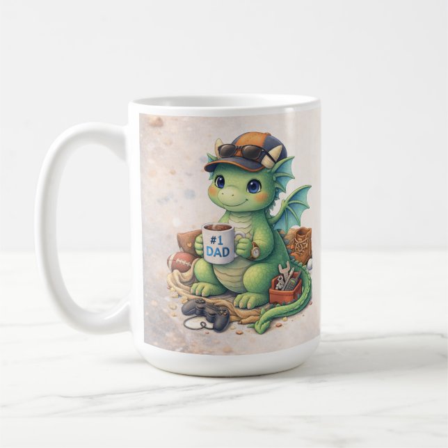 Cute #1 Dad Dragon Coffee Mug Kaffeetasse (Links)