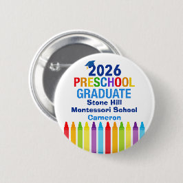 Cute 2026 Preschool Graduation Custom Name Tag Button