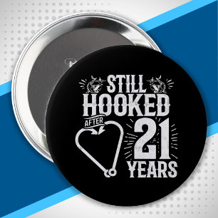 Cute 21st Anniversary Couples Married 21 Years Button