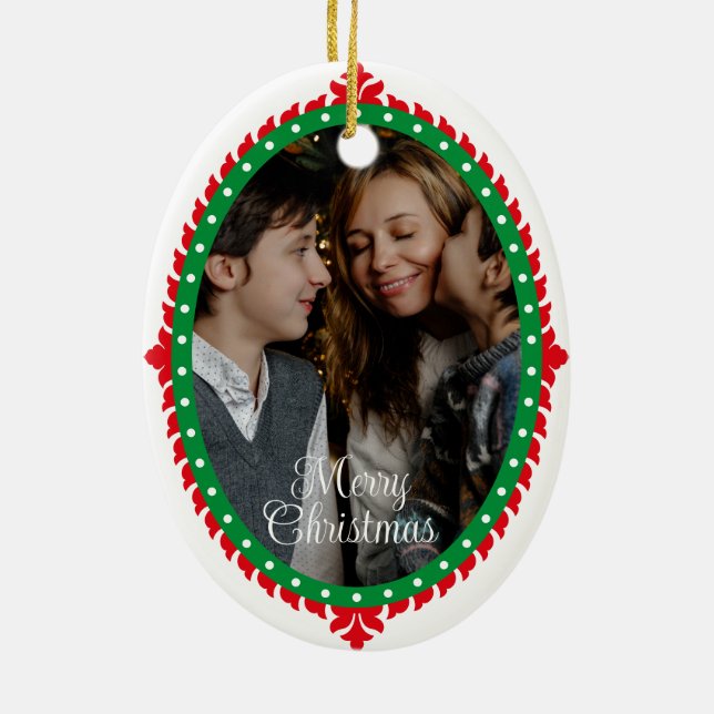 Cute 2 Photo Frame Christmas Ceramic Ornament (Hinten)