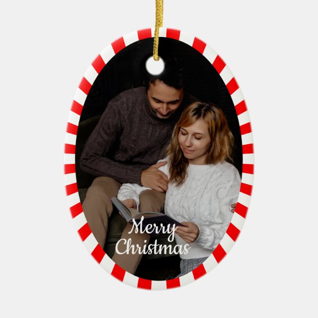 Cute 2 Photo Frame Christmas Ceramic Ornament (Vorne)