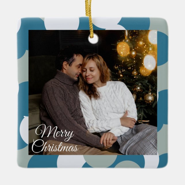 Cute 2 Photo Frame Christmas Ceramic Ornament (Vorderseite)
